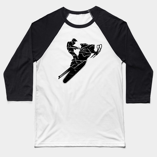 Out For A Rip Snowmobile Baseball T-Shirt by Sunil Belidon